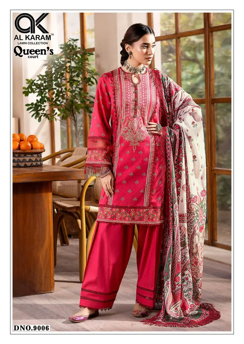 Queens Court Vol 9 By Al Karam Cambric Cotton Dress Material Suppliers In India